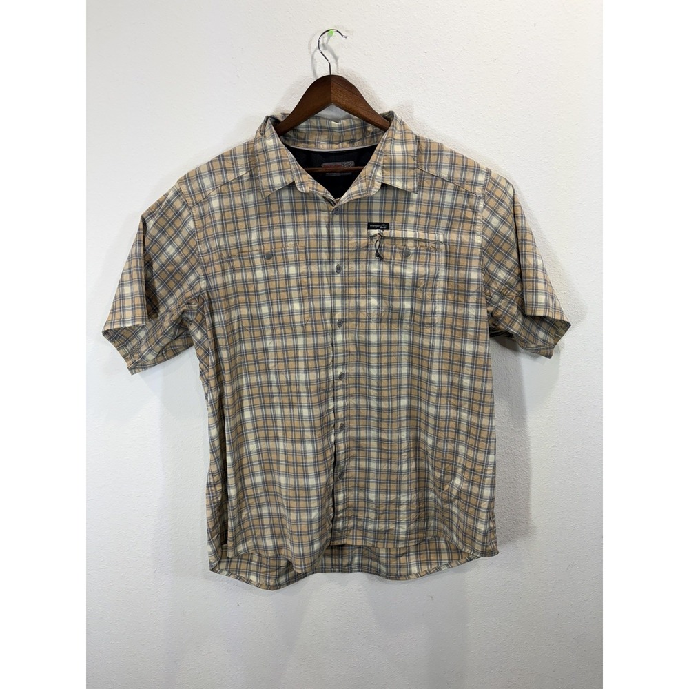Wrangler Outdoor Shirt Mens 2XL Plaid Short Sleeve Button Front Fishing